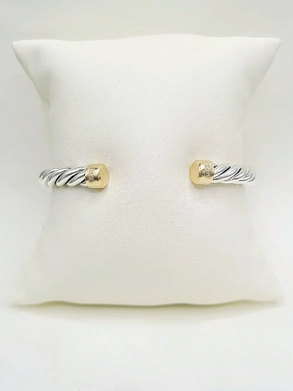 David Yurman Cable Cuff Bracelet w/ Sterling Silver & 18K Yellow Gold - Medium